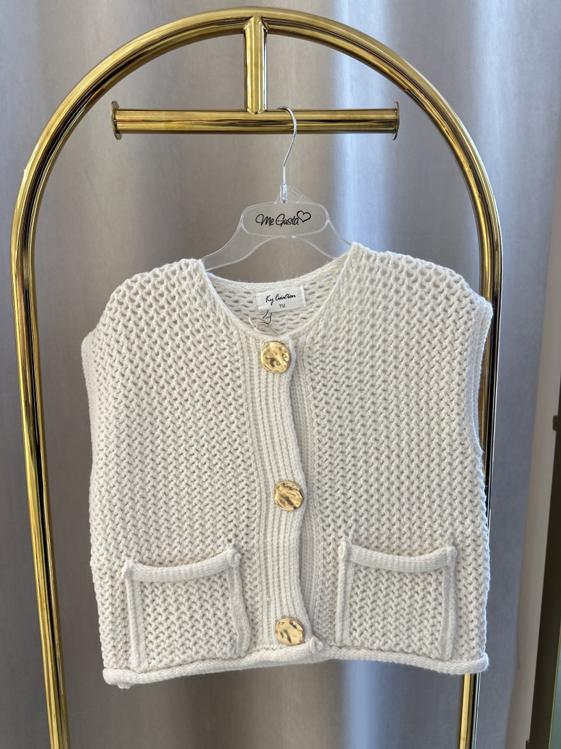 KC KAMIZELKA ECRU ZŁOTE GUZIKI