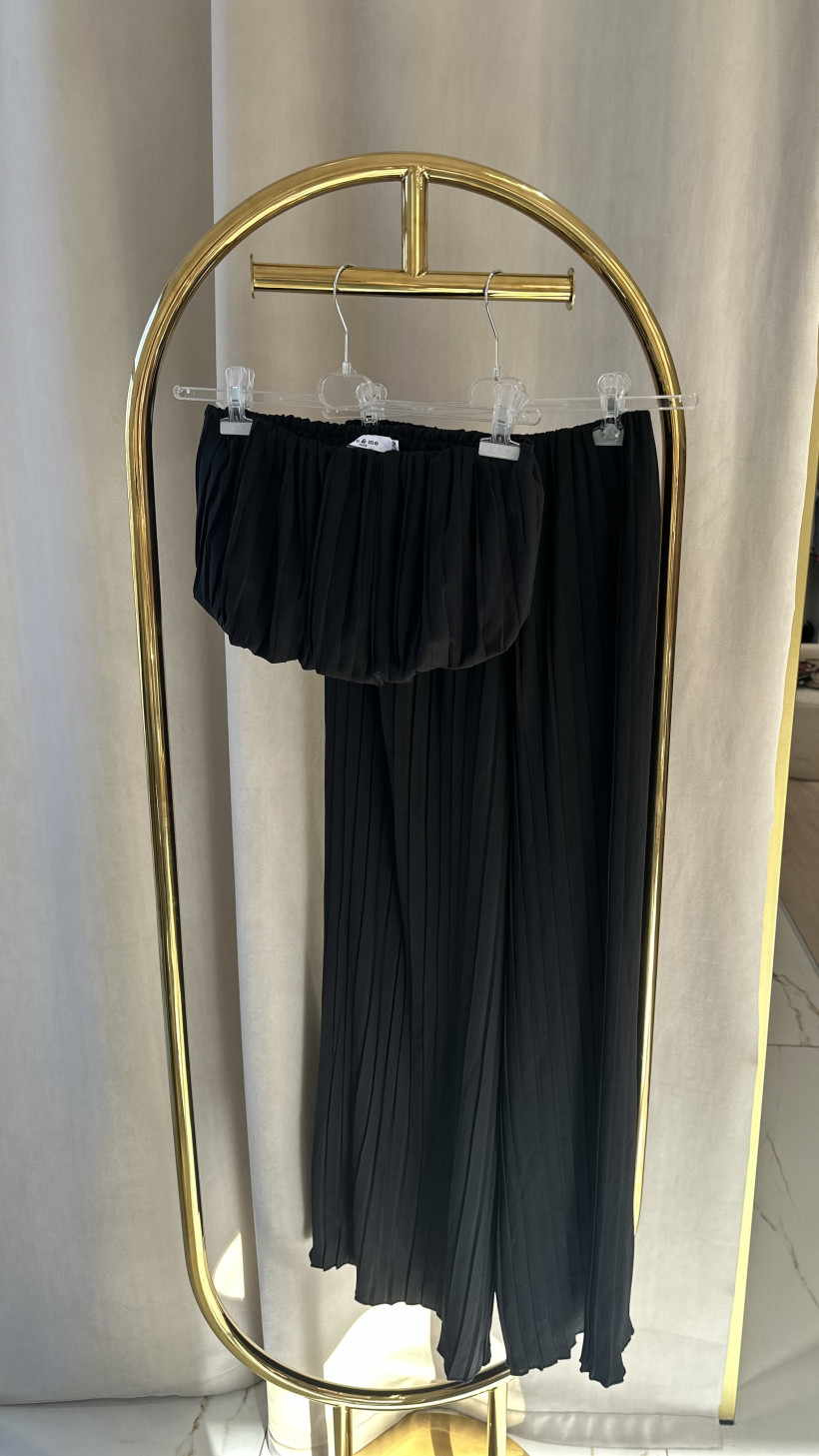 Y&M KOMPLET TOP+SPODNIE PLIS CZARNY