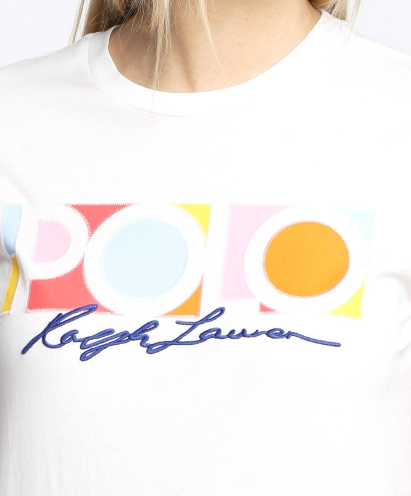 Koszulka biała z kolorowym logo -Polo Ralph Lauren