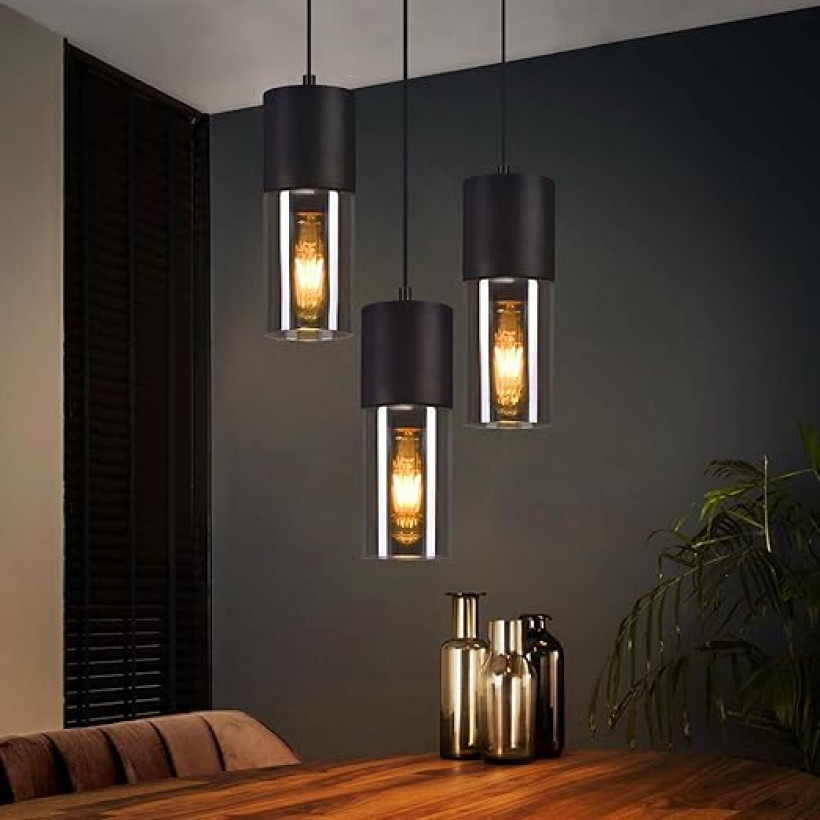 LAMPA WISZĄCA TRIO CZARNY /DYMIONY Lampa sufitowa, salon kuchnia