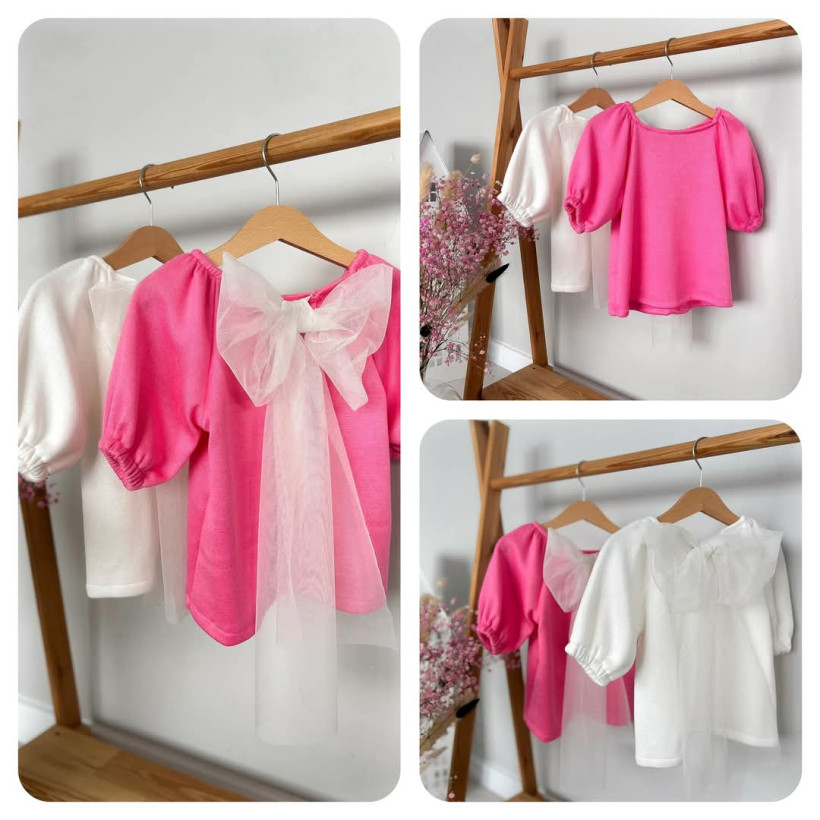 Sweterek róż z kokardą Kaya