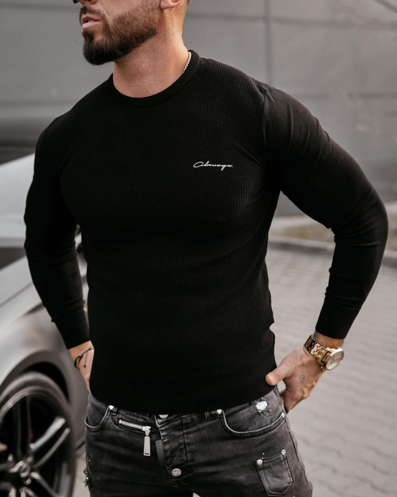 sweter męski YUZA czarny wyprzedaż 