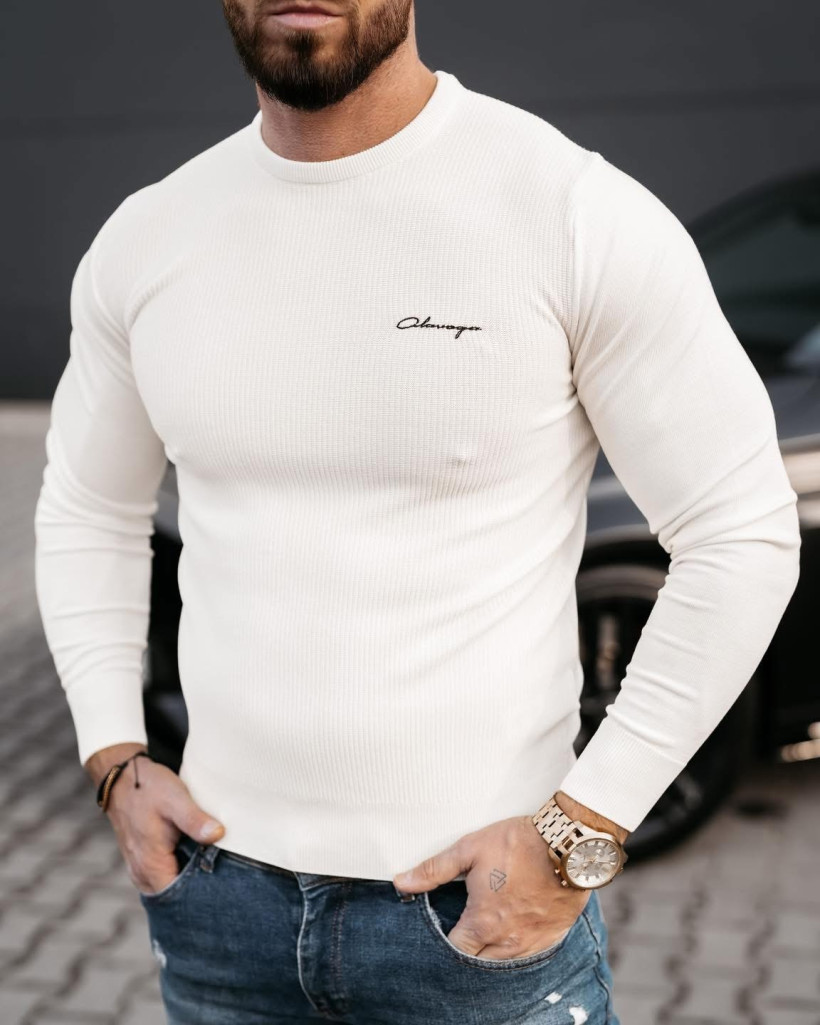 sweter męski YUZA biały wyprzedaż