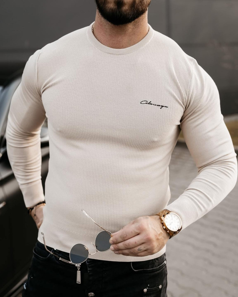 sweter męski YUZA beż wyprzedaż 