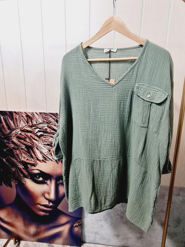 Koszula muslinowa Plus Size - khaki