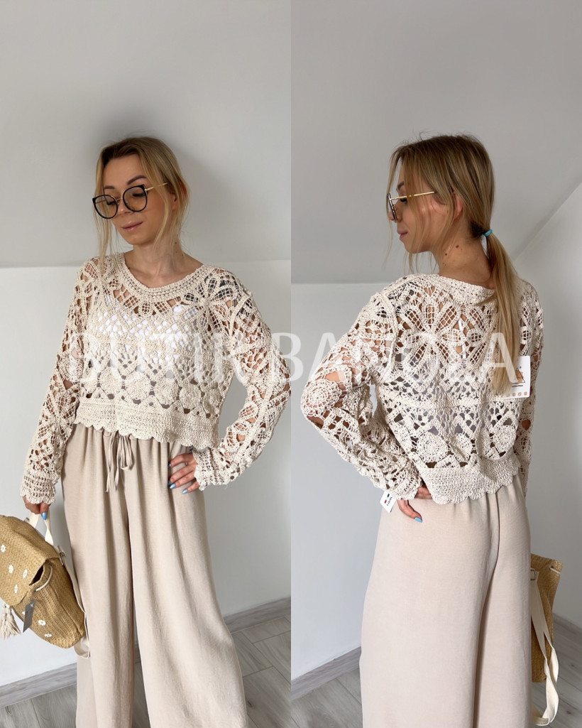 Sweterek boho beżowy