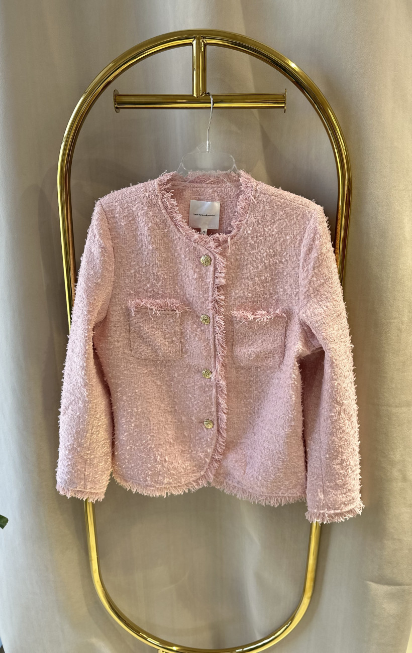 L&P ŻAKIET RÓŻ GUZIKI FRĘDZLE