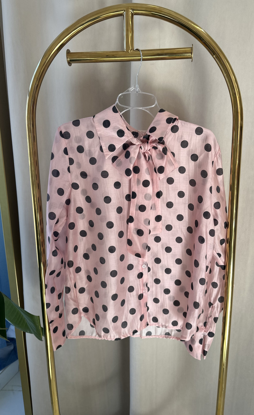 BLU KOSZULA RÓŻOWA GROCHY