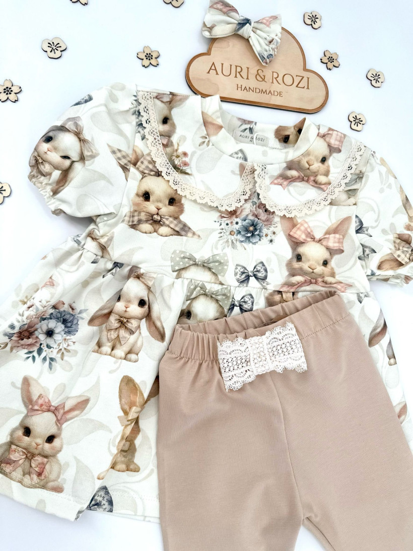 LEGINSY 3/4 BEŻOWE AURI&ROZI