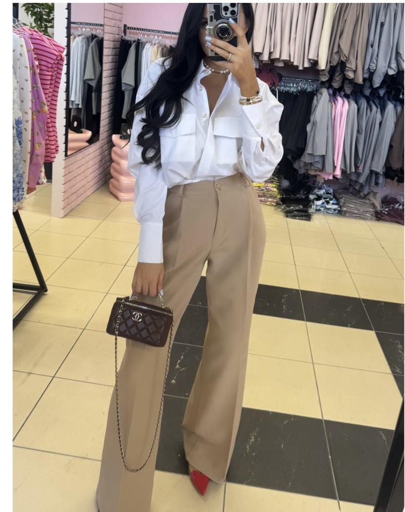 LA MILLA SPODNIE PROSTE ELEGANCKIE CIEMNY BEŻ