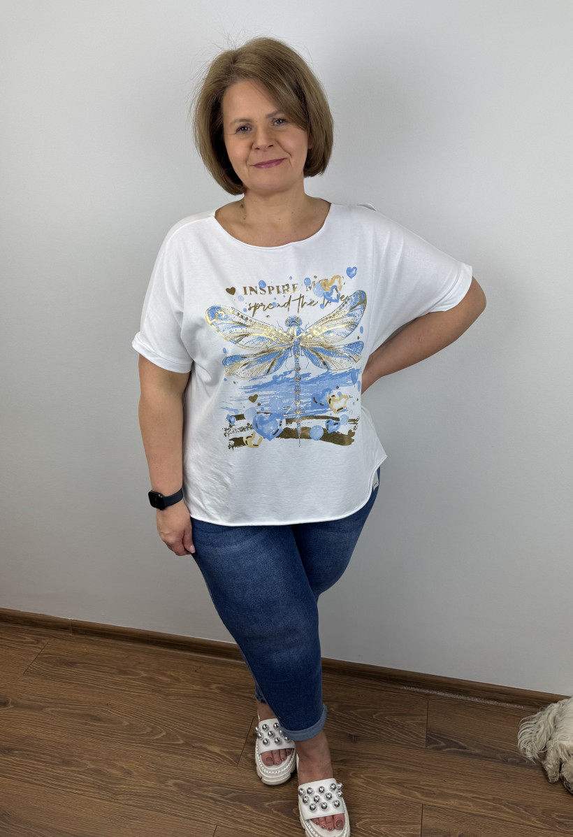 Spodnie jeansowe mom fit z paskiem - moon girl - 4XL - 339 - niebieskie