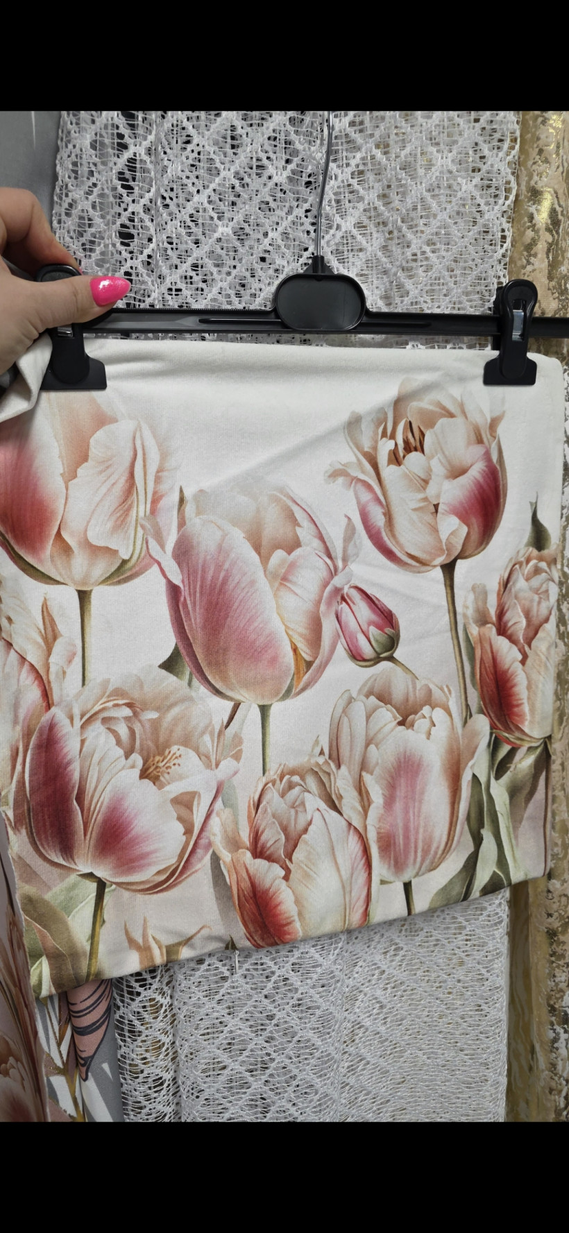 Poszewka Velvet tulipany 40x40