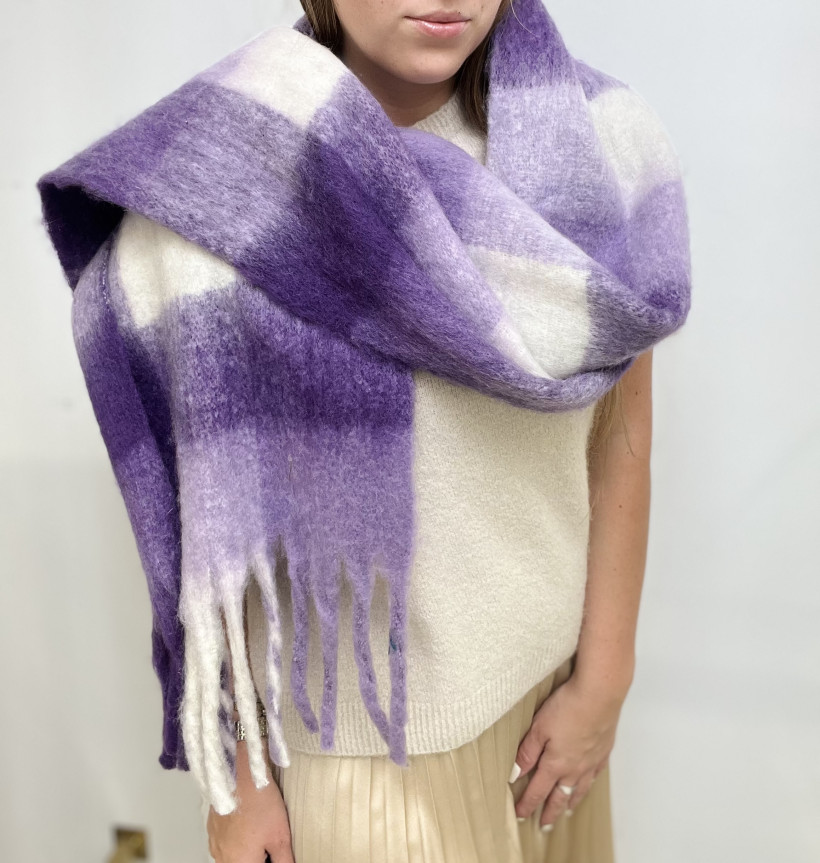 SZAL KOCYK KWADRATY FRĘDZLE