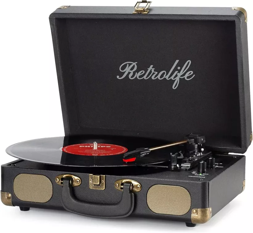 P8 Retrolife Gramofon winylowy bluetooth z głośnikami walizka
