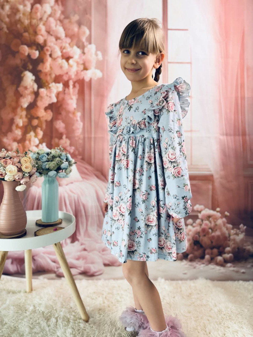 Sukienka różyczki na błękicie LilyGrey