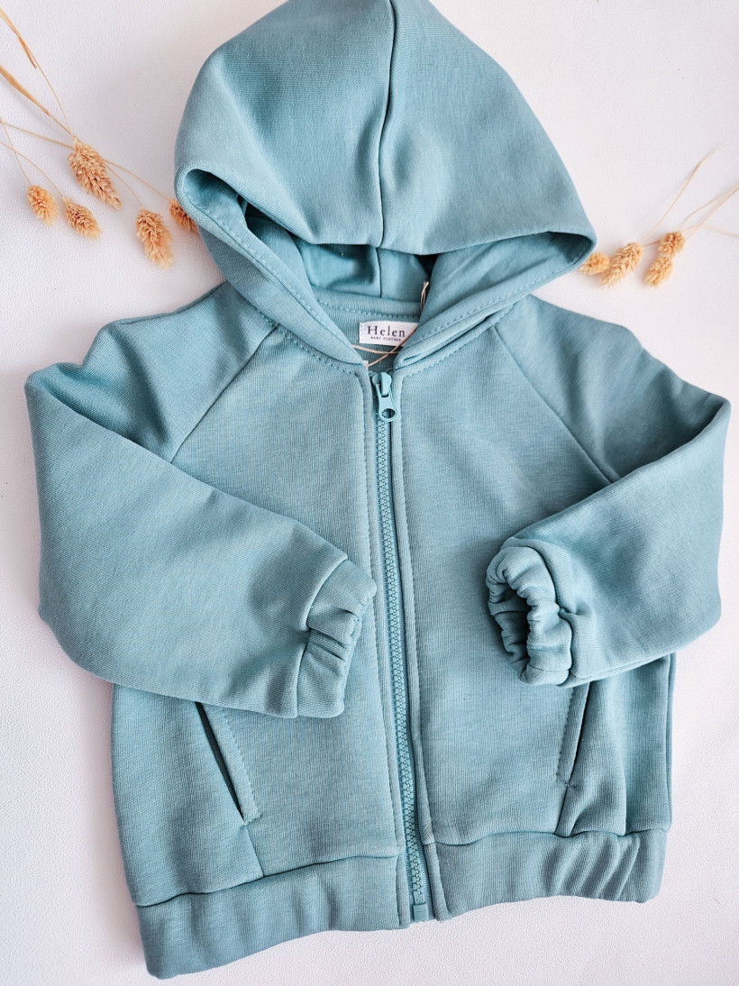 Bluza z kapturem zgaszony niebiesk HELEN 