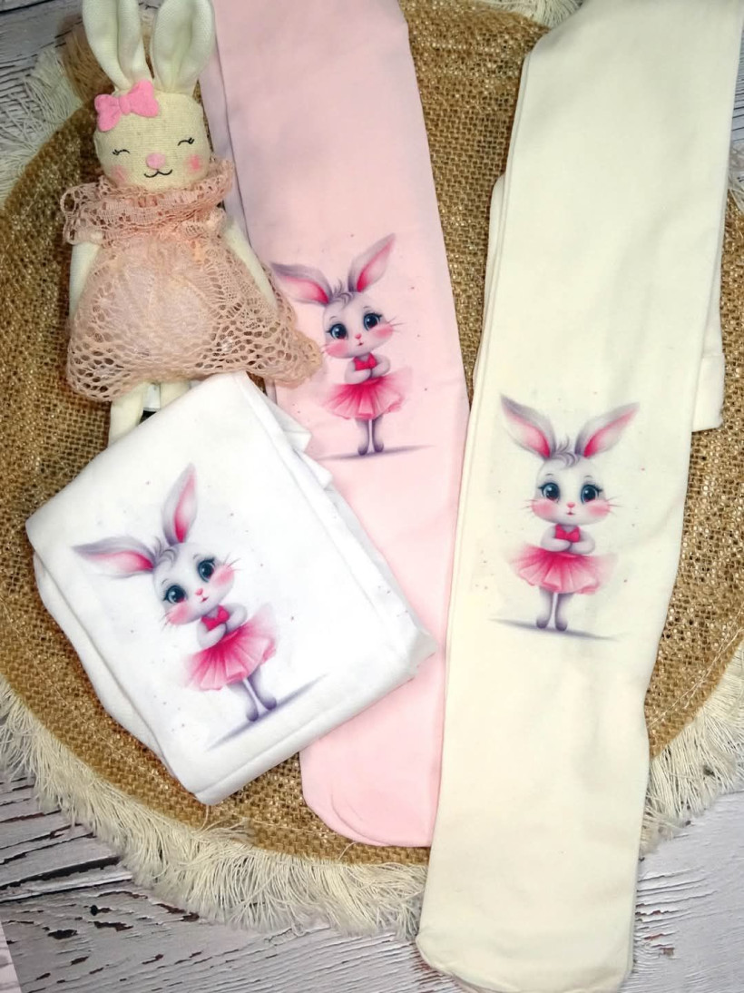 Rajstopki króliczki baletnice puder