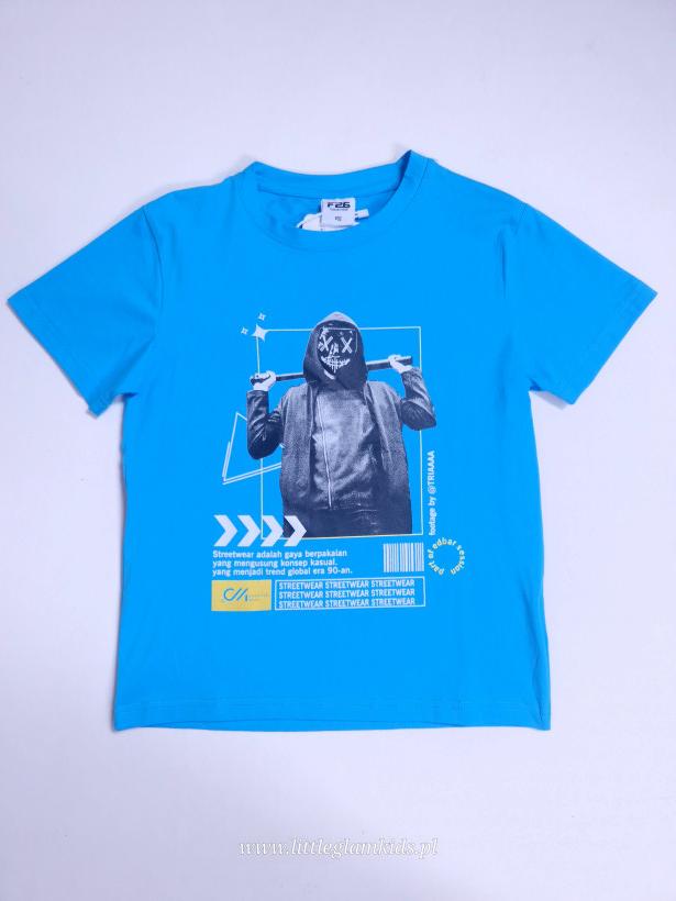  T-shirt F26 CHŁOPAK W KAPTURZE YL-659A1- NIEBIESKI 
