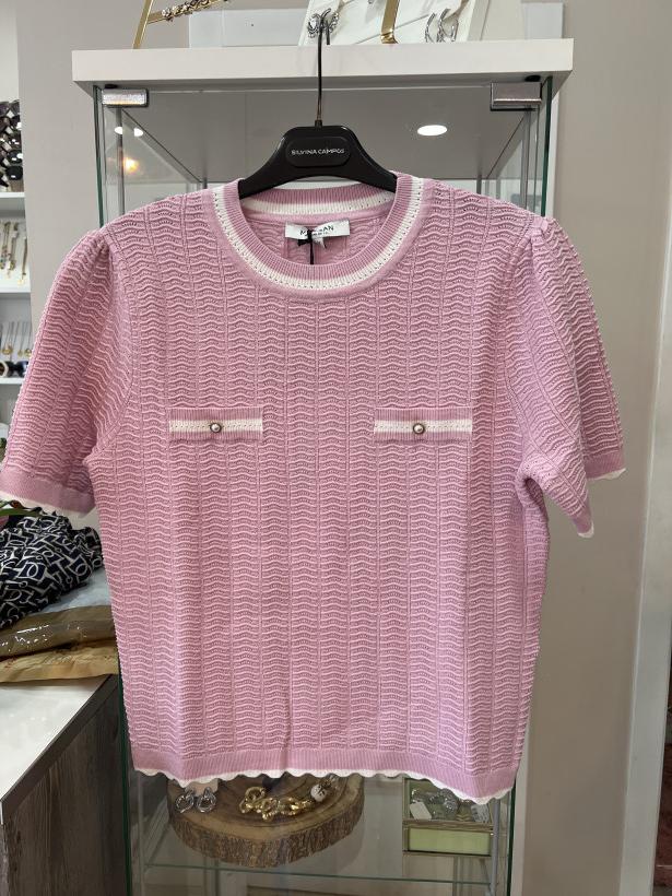 Blusa rosa de manga curta