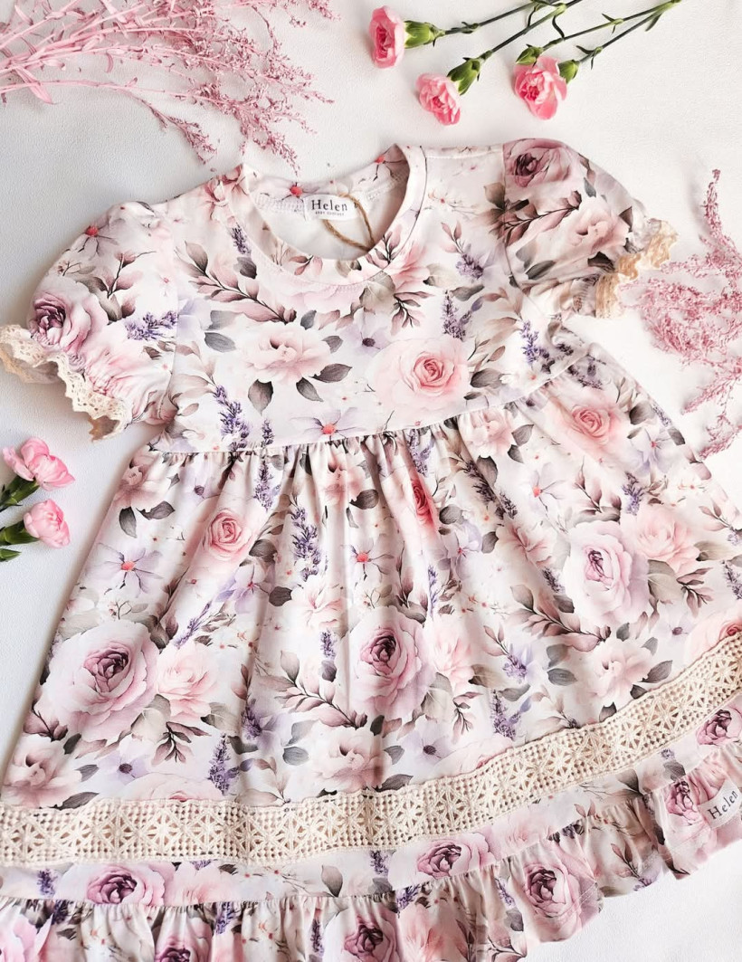 Opaska do sukienki róże i lawenda Helen