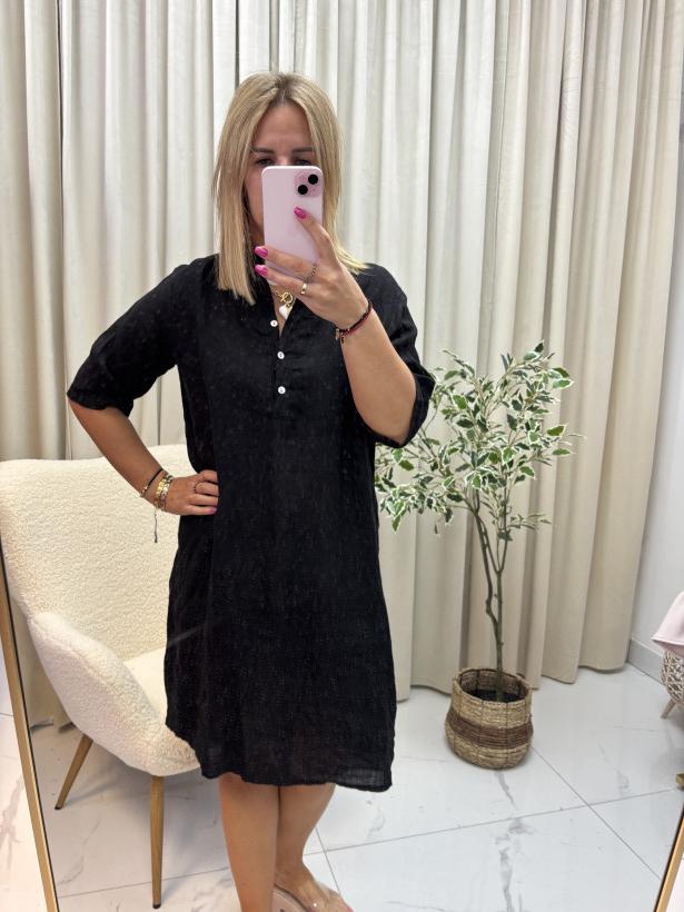 sukienka len stójka