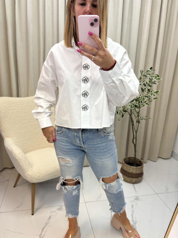 Koszula biała Czarne róże