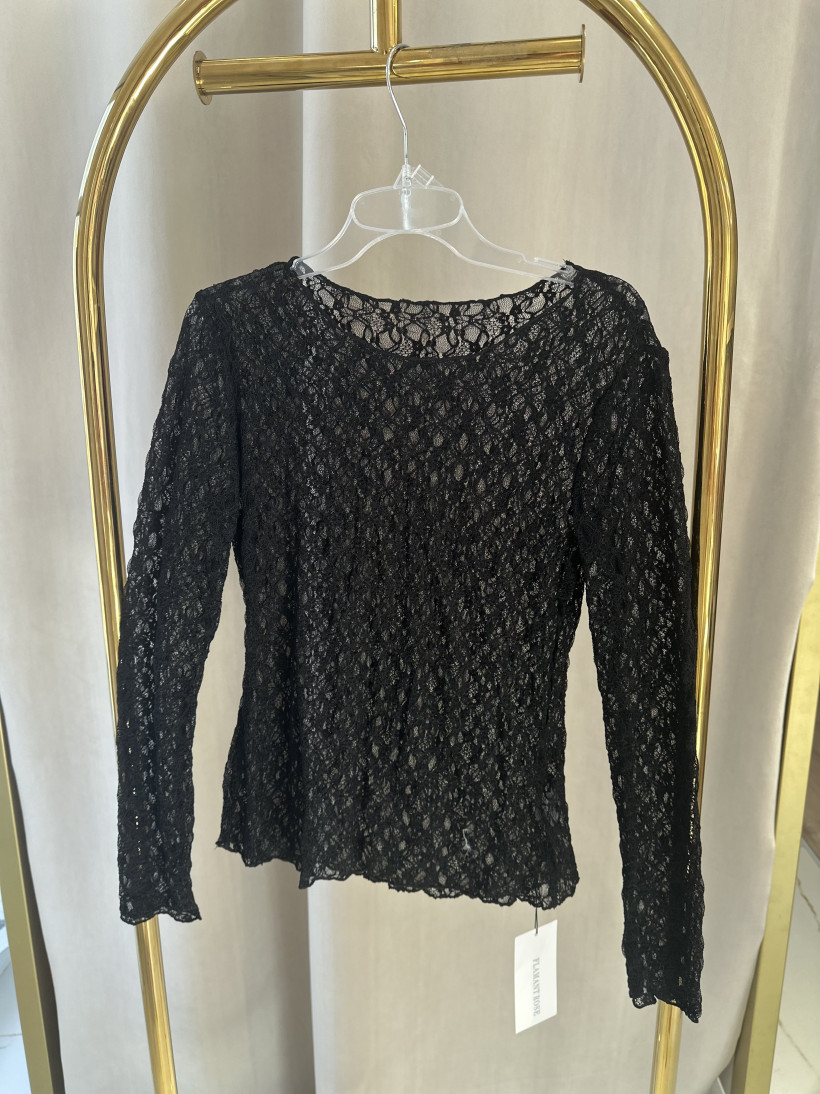 FR BLUZKA KORONKA CZARNA