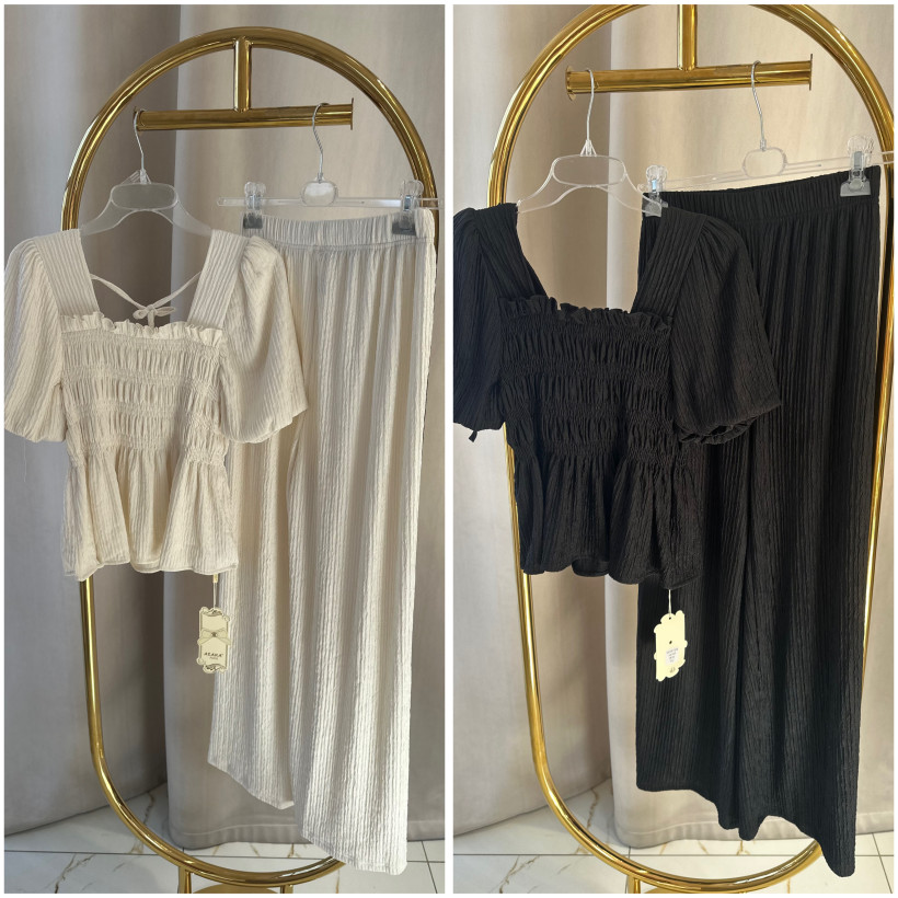 AZARA KOMPLET KREPA BLUZKA + SPODNIE