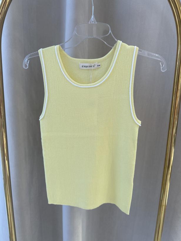 EXQUISS TOP BIAŁE PRZESZYCIA PRĄŻEK ŻÓŁTY