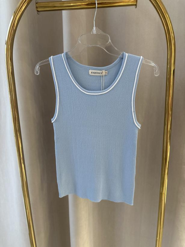 EXQUISS TOP BIAŁE PRZESZYCIA PRĄŻEK BŁĘKIT