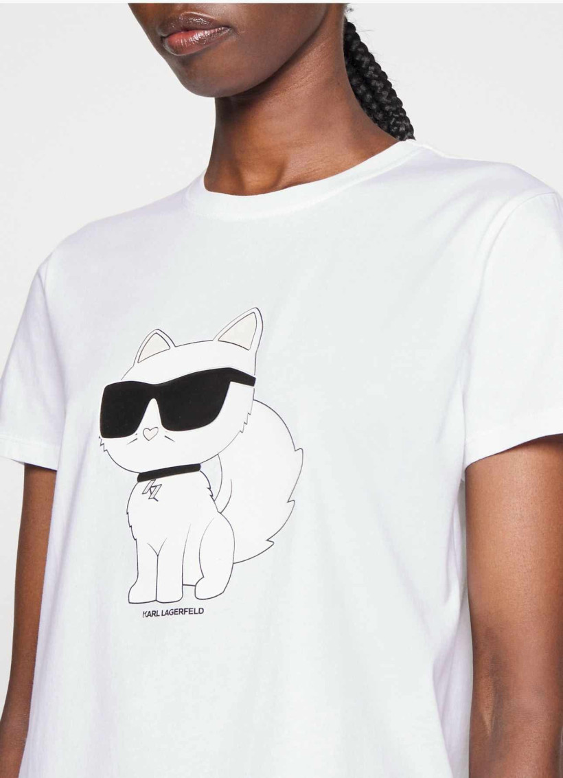 Koszulka biała z kotem -Karl Lagerfeld