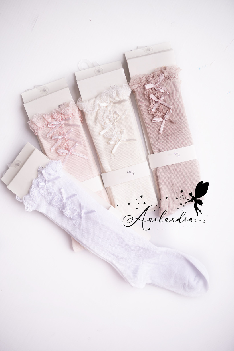 Podkolanówki z kokardkami