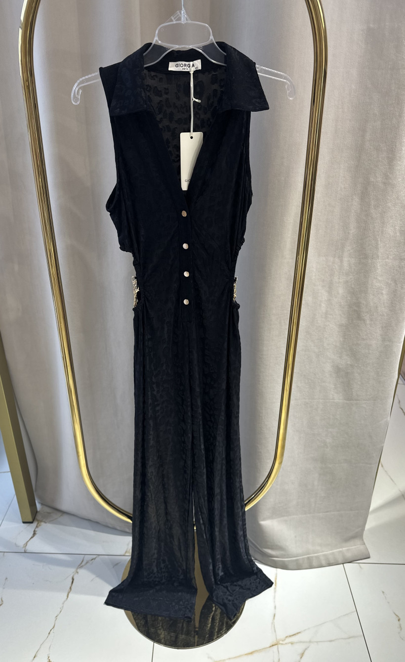 GIORGIA KOMBINEZON CZARNY ŁAŃCUSZEK PANTERA