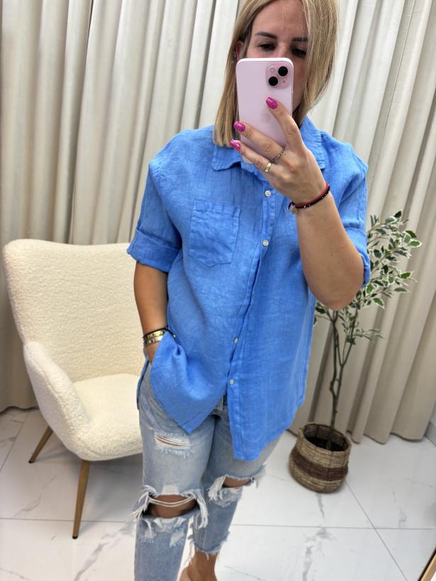 Koszula len długi tył