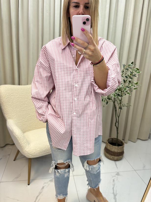 koszula czerwono-biała krata