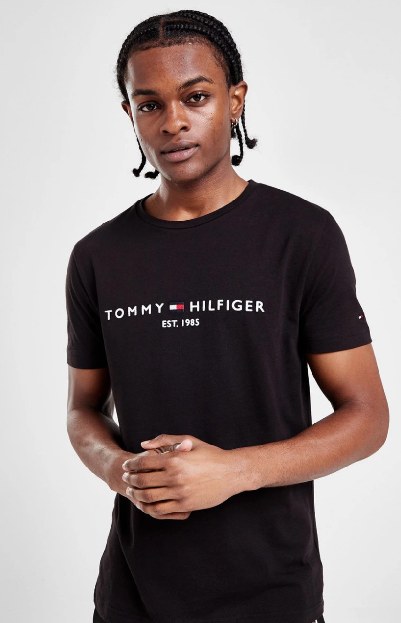 Koszulki bawełniane czarne -TOMMY HILFIGER