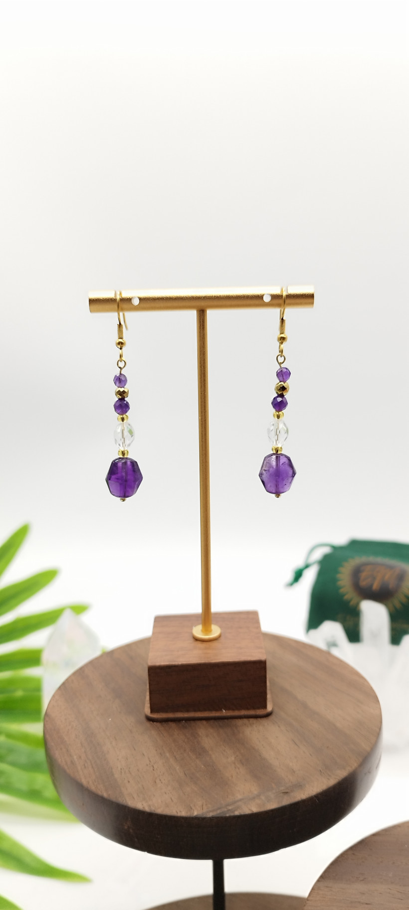 Boucles d’oreilles Cristal de Roche & Améthyste ✨