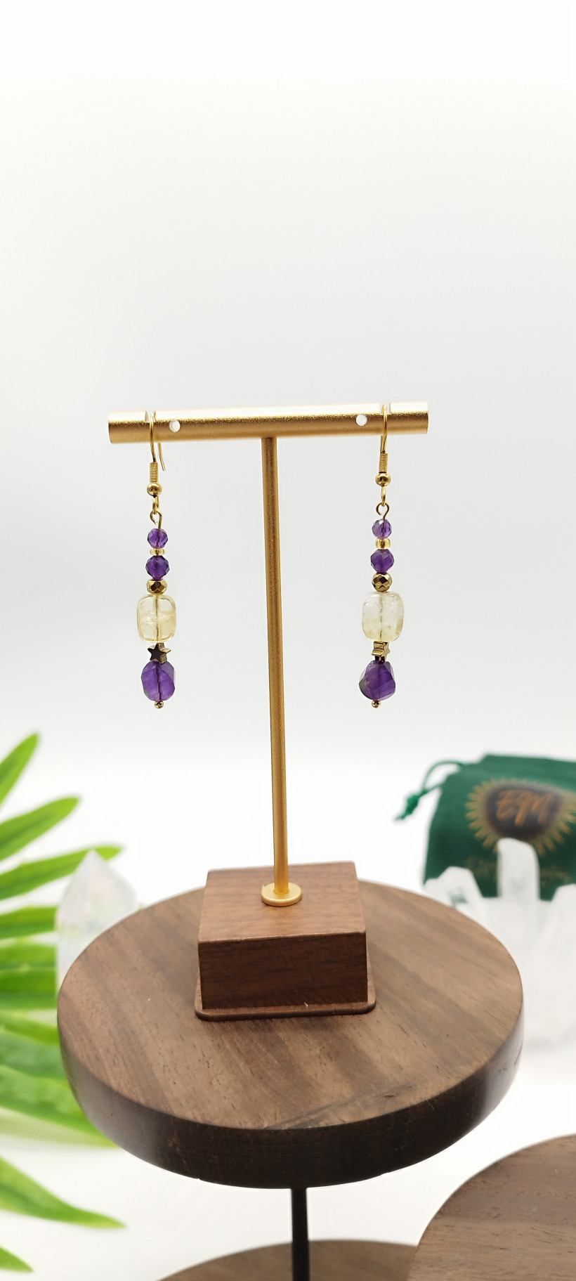 Boucles d’oreilles Citrine & Améthyste ✨