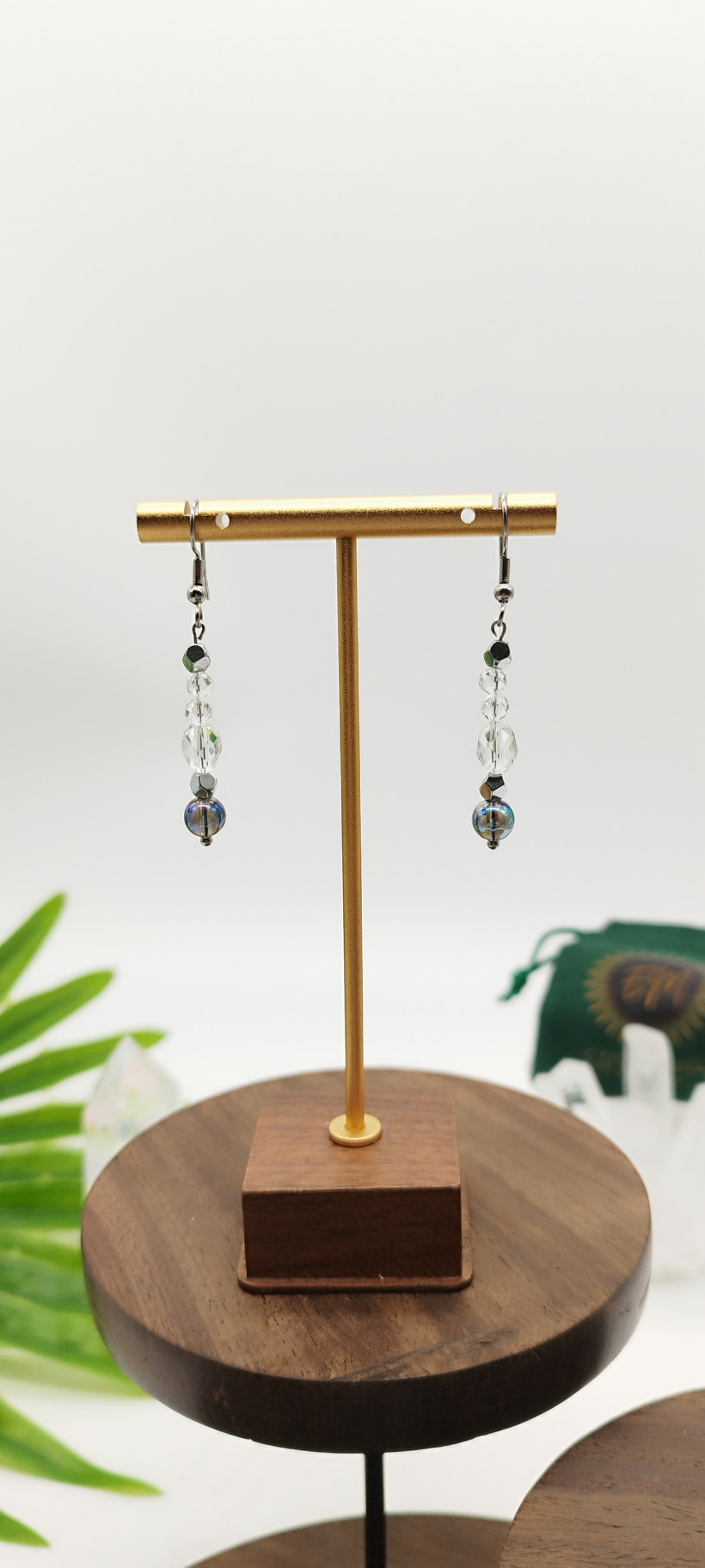 Boucles d’oreilles Aqua Aura & Cristal de Roche ✨