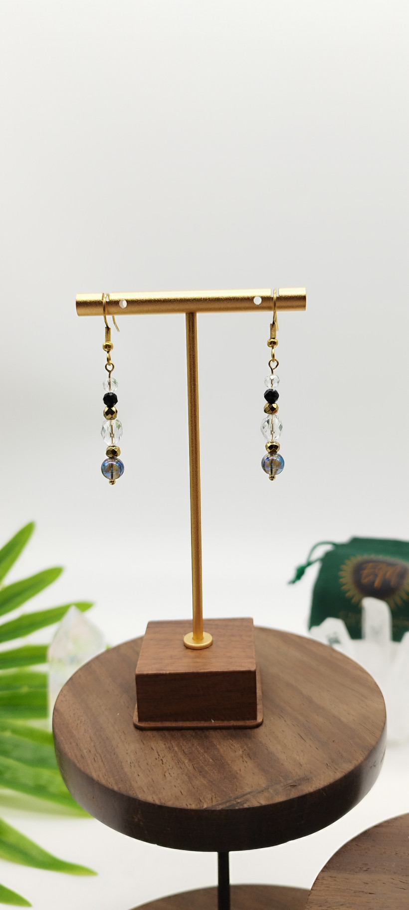 Boucles d’oreilles Aqua Aura, Cristal de Roche & Spinelle ✨