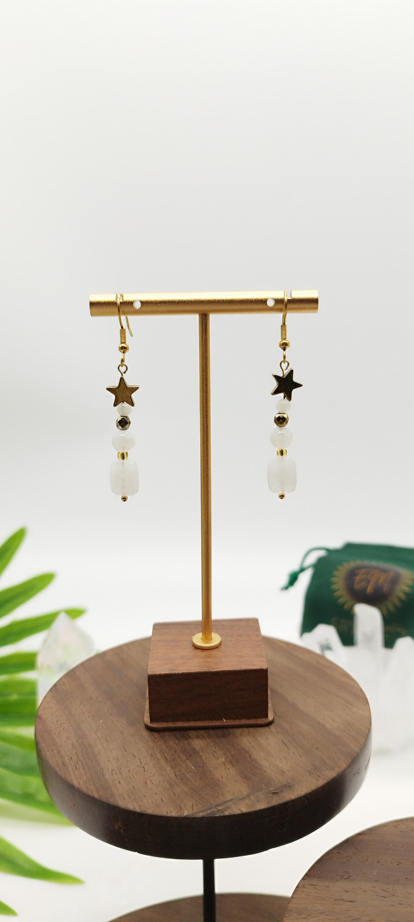 Boucles d’oreilles Pierre de Lune Bleutée ✨