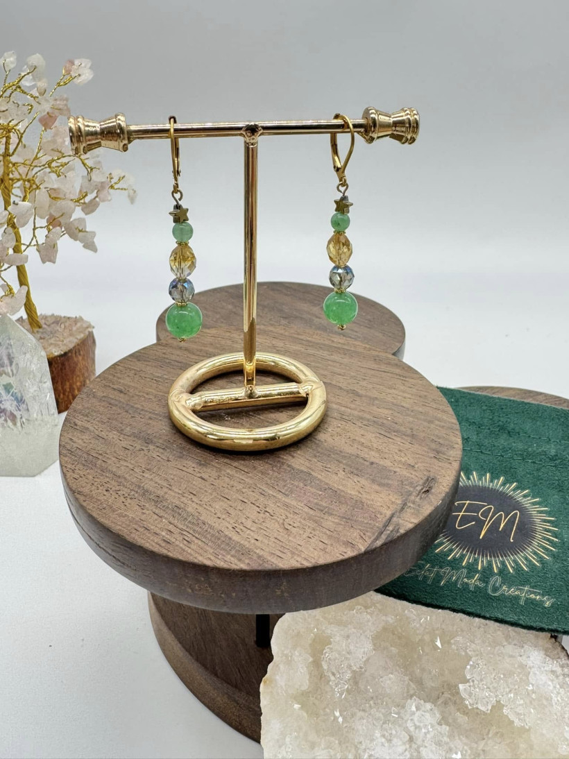 Boucles d’oreilles Aventurine, Aqua Aura & Citrine ✨