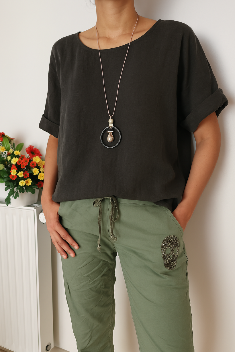 T094-HAUT AVEC COLLIER EFFET LIN