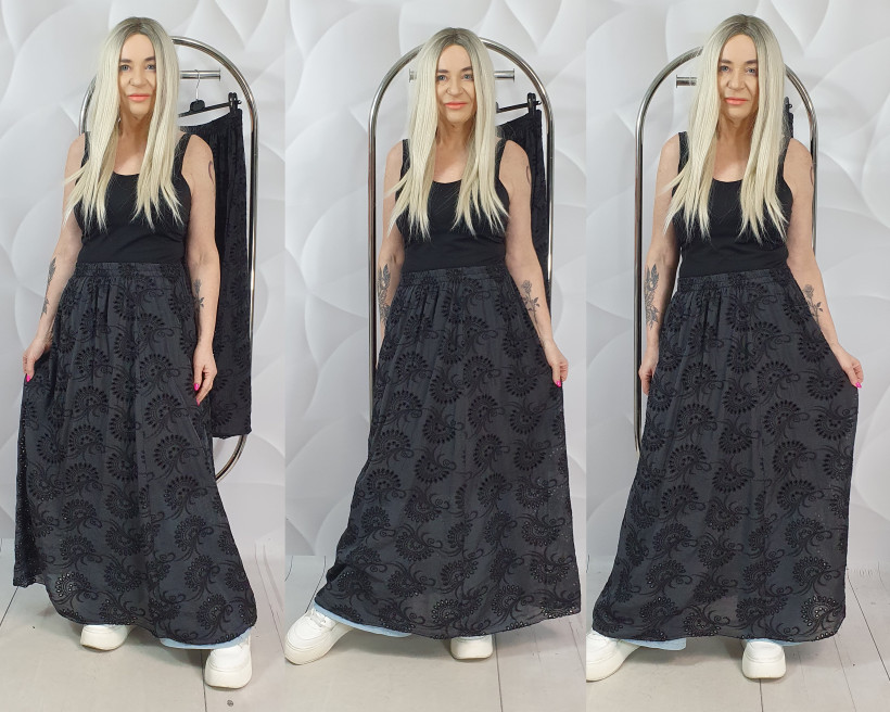 CZARNA SPÓDNICA AŻUROWA 20059 RB24