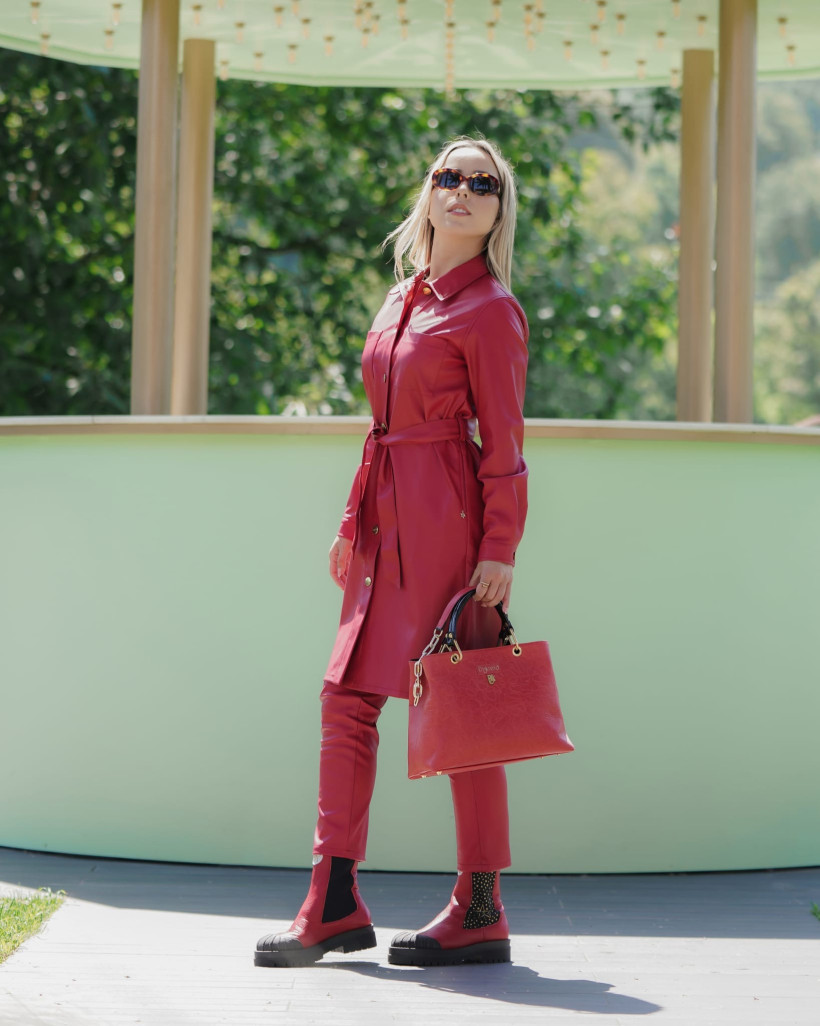 Vestido ecopele vermelho