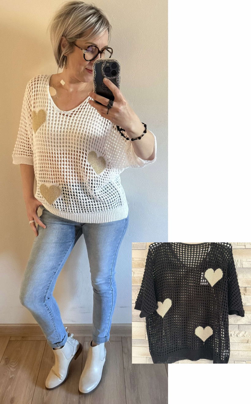 Pull Ajouré motif Coeur