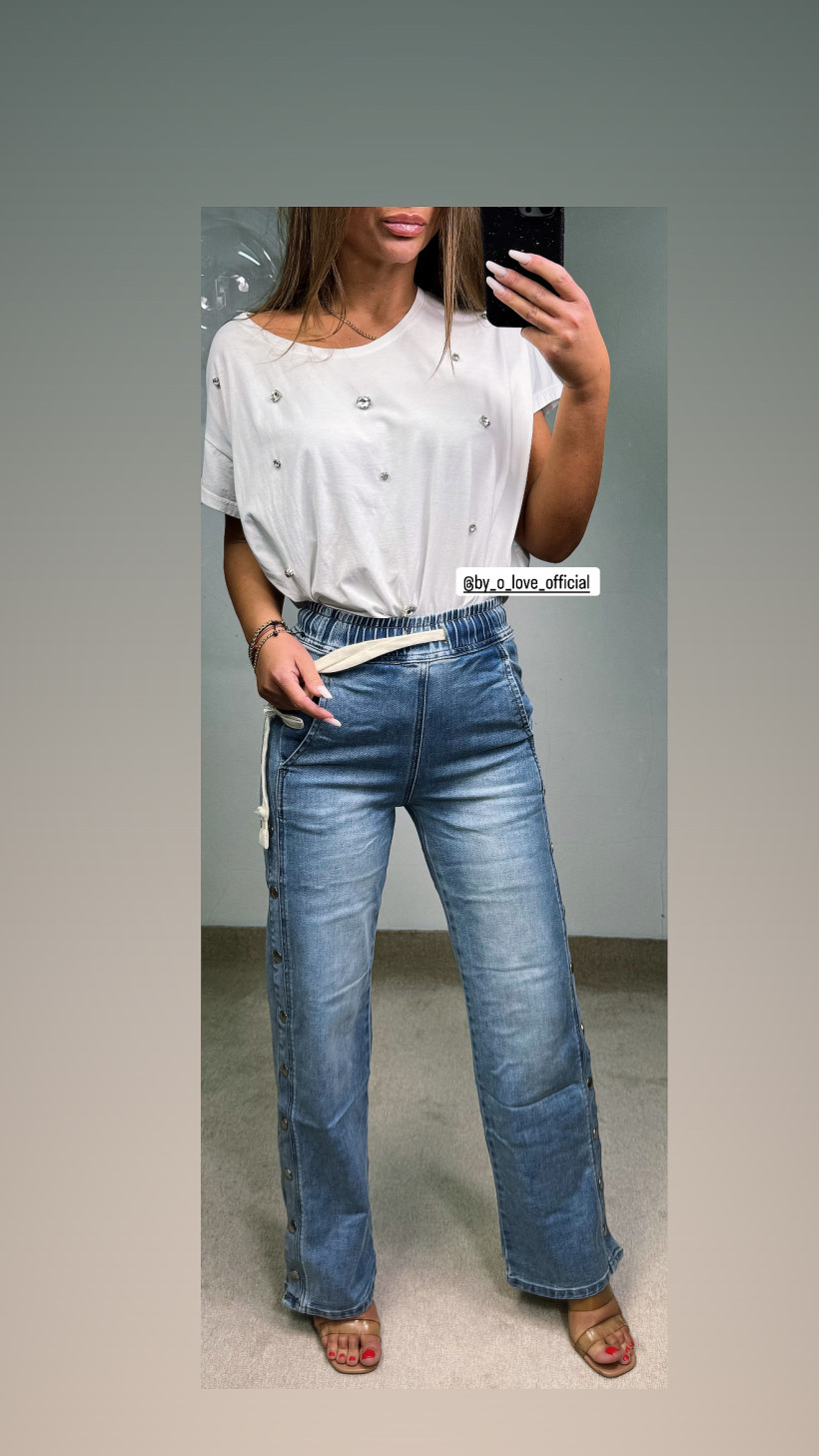 Napy Spodnie jeans nogawki rozpinane niebieskie Messy