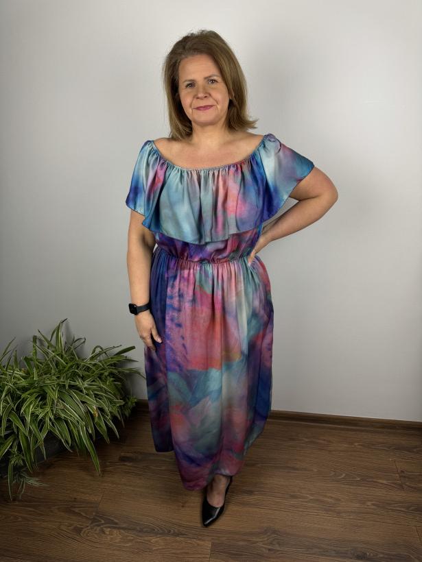 Sukienka hiszpanka z falbanką, mazy - mf - 2 - 9961 - multikolor