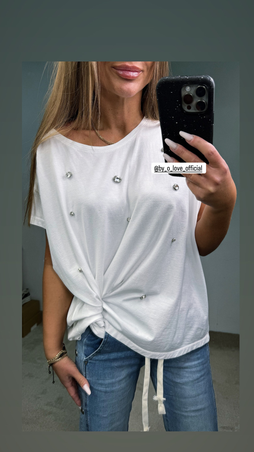 Bluzka biała tshirt kryształki unii