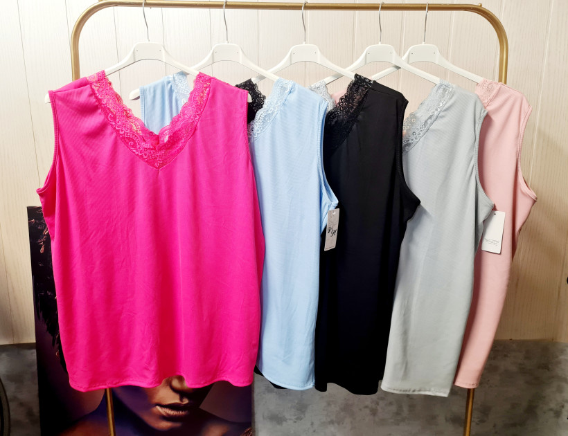 Top prążek koronka Plus Size - kolory